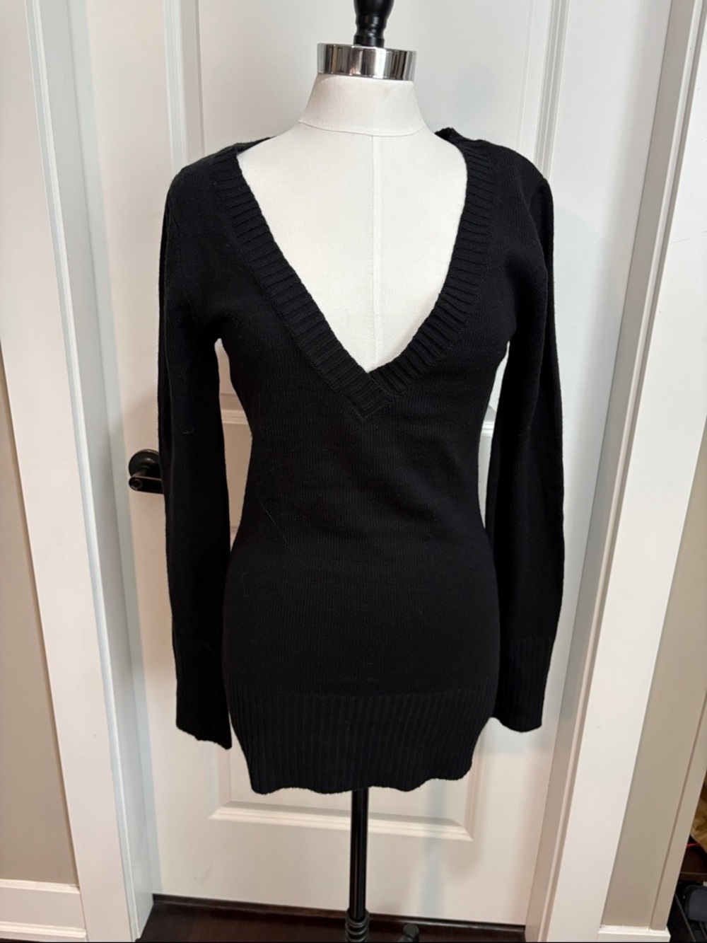 Zenana Outfitters Black Deep V-Neck Ribbed Knit Sweater